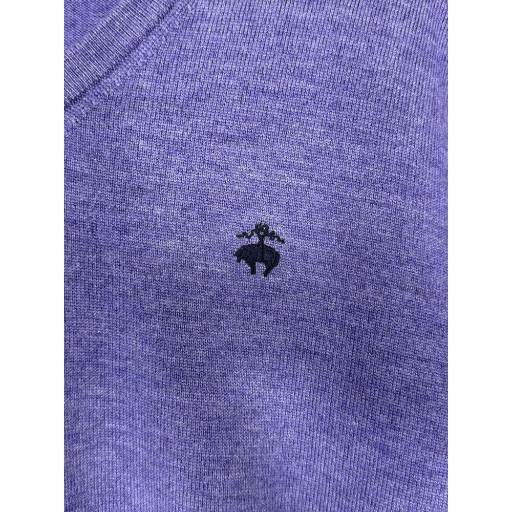 Brooks Brothers 346 Sweater Men’s M Purple Merino Wool V Neck Pullover Academia - Picture 6 of 16